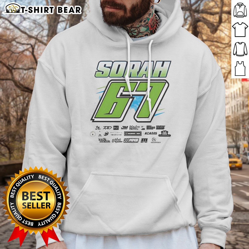 pretty-sorah-67-race-car-driver-motorsports-fan-speedway-auto-racing-enthusiast-apparel-hoodie Pretty Sorah 67 Race Car Driver Motorsports Fan Speedway Auto Racing Enthusiast Apparel Hoodie displayed on a hanger.
