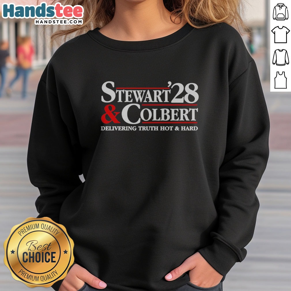 pretty-stewart-colbert-delivering-truth-hot-and-hard-sweatshirt Pretty Stewart Colbert Delivering Truth Hot And Hard sweatshirt featuring a bold graphic design.