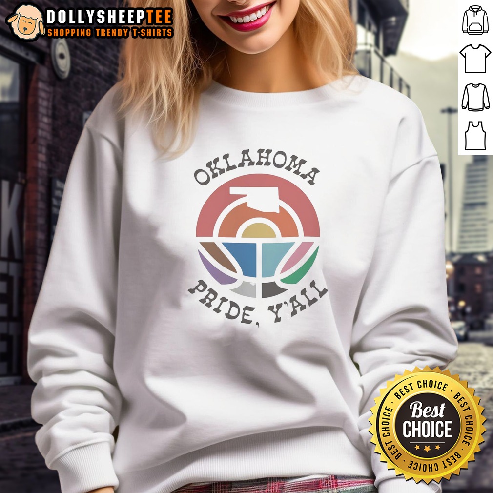 pretty-to-oklahoma-pride-yall-rainbow-state-map-logo-pride-month-retro-basketball-sweashirt Pretty To Oklahoma Pride Yall Rainbow State Map Logo Pride Month Retro Basketball Sweashirt in vibrant rainbow colors on a cozy sweatshirt