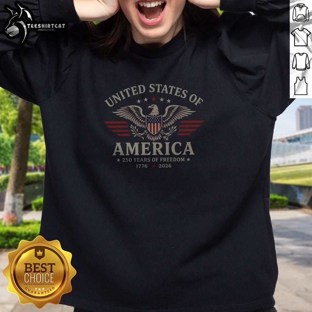 pretty-united-states-of-america-250-years-of-freedom-1776-2026-bald-eagle-patriotic-unisex-sweatshirt Pretty United States Of America 250 Years Of Freedom 1776 2026 Bald Eagle Patriotic Unisex Sweatshirt front view