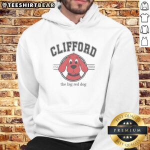 Original Clifford The Big Red Dog EST 2000 University Collegiate Logo Print Hoodie featuring a vibrant logo.