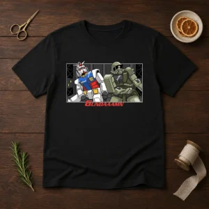 Hot Gundaaamn Gundam Damn Meme t shirt featuring bold graphic print on a classic crew neck cotton tee