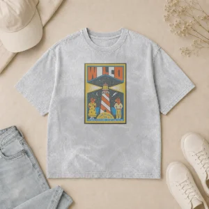Hot Wilco In Portland Maine On June 21 2026 Tour Poster printed on a soft washed t shirt in light gray