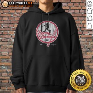 Nice Benny Barrels Hoodie displayed on a hanger with a cozy backdrop, ideal for casual wear.