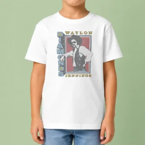 Pretty Nice Waylon Jennings Diamonds Ringer Kids T Shirt featuring a classic ringer style with contrasting collar and sleeve bands