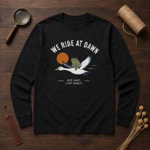 Awesome We Ride At Dawn Not Fast Just Early Duck Frog Long Sleeve Shirt