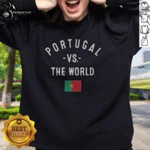 Premium Portugal Vs The World FIFA World Cup 2026 Having Flag Sweatshirt in dark color showing front design