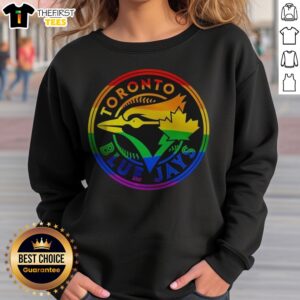 Official Toronto Blue Jays Pride Logo Major League Baseball MLB Logo Sweatshirt featuring vibrant colors and a comfortable fit.