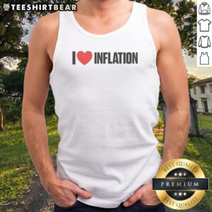 Good Trump I Love Inflation Tank top in white, sleeveless casual wear with bold graphic text