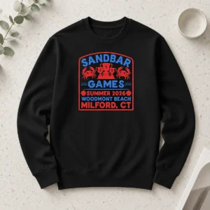 Top Sandbar Games Summer 2026 Woodmont Beach Milford CT Crab Trophy Long Sleeve Shirt