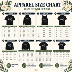 Size chart for Premium Los Angeles Dodgers LA Girl Dad showing measurements in inches and cm