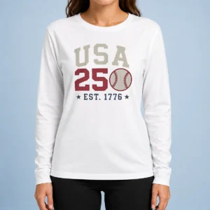 Good USA 250 EST 1776 Baseball Team Spirit Long Sleeve Shirt