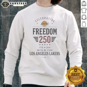 Funny Los Angeles Lakers X Celebrating Freedom 250 United We Stand 1776 2026 sweatshirt featuring vibrant graphics