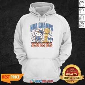Good Hello Kitty X New York Knicks NBA Champs 2026 hoodie optimized showing front chest logo on a comfortable pullover hoodie