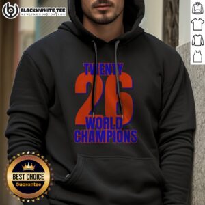 Official New York Yankees Twenty 26 World Champions Hoodie featuring team logo and championship details.