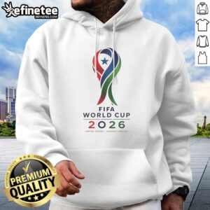 Pretty FIFA World Cup 2026 United States Canada Mexico Logo Hoodie in dark gray with vibrant tri-nation emblem