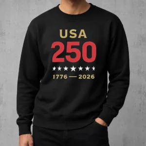 Pretty USA 250 1776 2026 Patriotic American Independence Anniversary Sweater