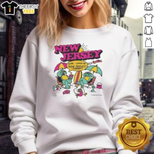 Alt Text: Premium New Jersey Dude sweatshirt featuring fun cartoon characters for a stylish and comfortable look.