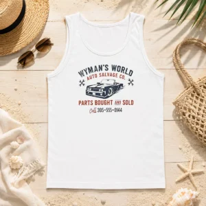 Funny Wymans World Auto Salvage Co Tank Top