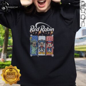 Original Red Robin Mickey Mouse Statue Of Liberty USA Patriot Sweatshirt featuring a classic crewneck design