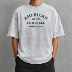 Awesome American Football Urbana Illinois Est 1997 Washed T Shirt in faded navy blue with vintage print
