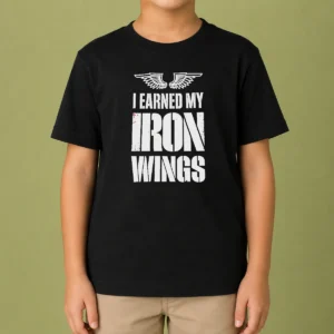 Funny I Earned My Iron Wings Aviation Pilot Kids T-Shirt