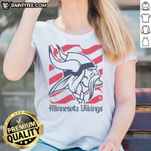 Funny Minnesota Vikings American Heritage Wordmark Ladies Shirt featuring a bold graphic design.