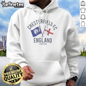 Funny Chesterfield FC England Derbyshire Crossed Flags Crest Emblem Sport Fan Club hoodie in navy blue with front emblem print