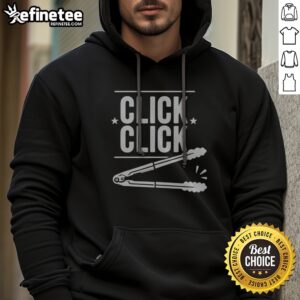 Official Click Click Barbecue Tongs Meme hoodie featuring a fun barbecue graphic
