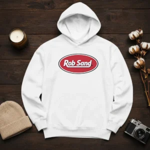 Original Rob Sand Logo Hoodie in black with front pouch pocket and adjustable drawstring hood