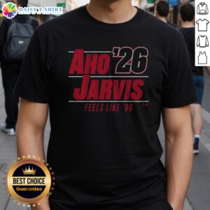 Top Aho Jarvis '26 Shirt displayed on a hanger, showcasing its unique design and quality fabric.
