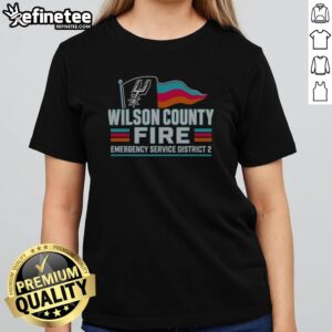 Official San Antonio Spurs Wilson County Fire Emergency Service District 2 Team Logo girlt shirt featuring vibrant colors.