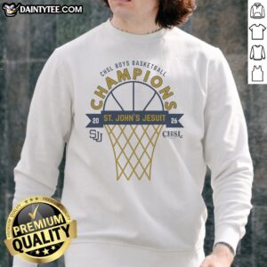 Official Chsl Boys Basketball Champions St Johns Jesuit 2026 Sjj Est1926 Sweatshirt in navy blue