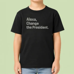 Official Alexa Change The President Kids T Shirt in vibrant colors, short-sleeve cotton tee for children