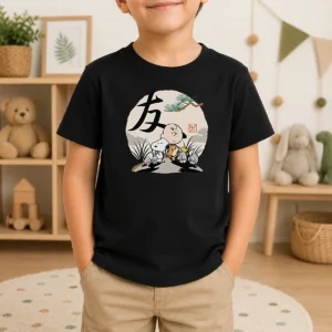 Good Peanuts Charlie Brown Friends Japan Mens Kids T Shirt featuring classic Peanuts characters on a comfortable kids cotton tee