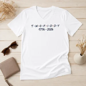 Original Two Fiddy 1776 2026 Friends Logo V-Neck Shirt