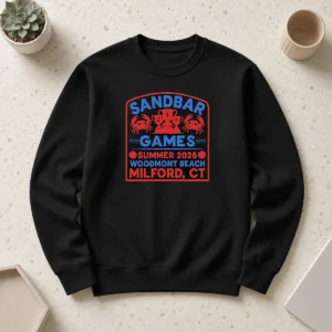 Top Sandbar Games Summer 2026 Woodmont Beach Milford CT Crab Trophy Sweater
