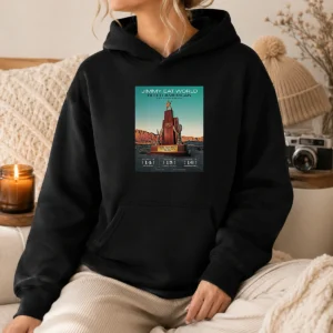 Good Jimmy Eat World August 16 2026 London UK Hoodie in charcoal gray with front pocket and drawstring hood