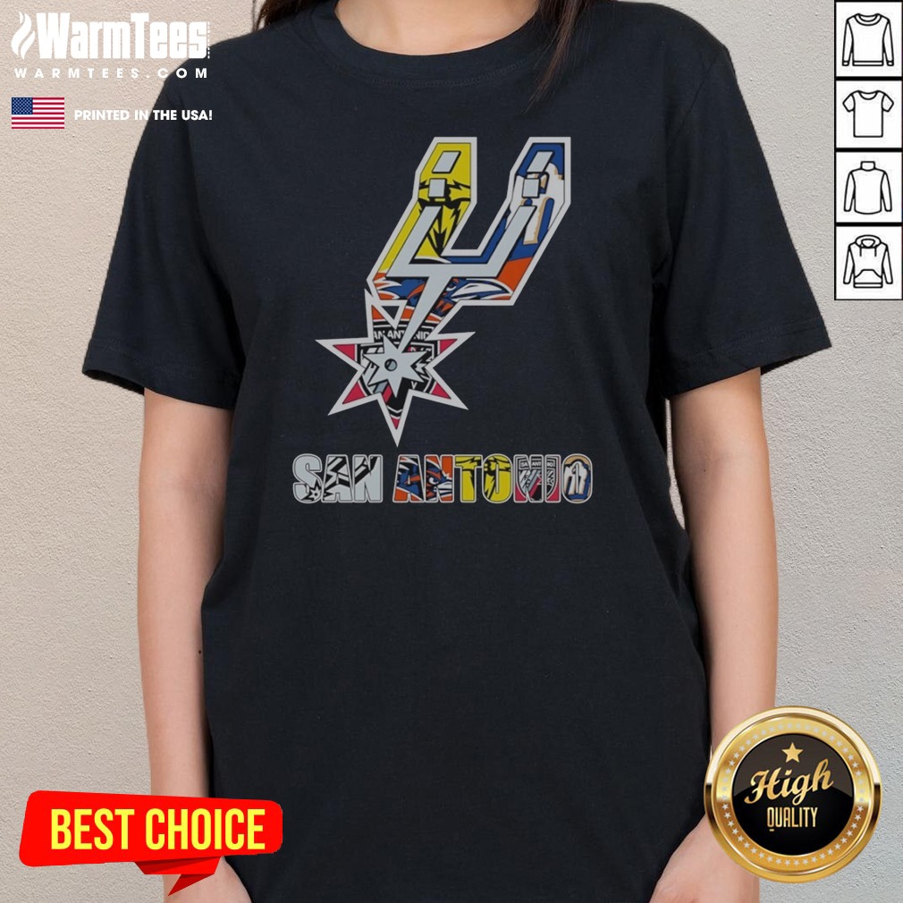 san-antonio-spurs-logos-with-sports-team-ladies-tee San Antonio Spurs Logos With Sports Team ladies tee featuring vibrant team colors and logos.