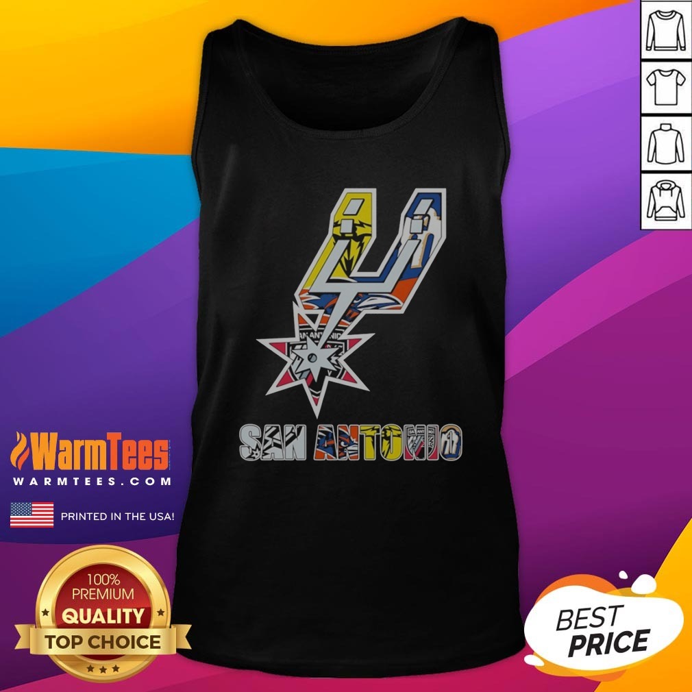 san-antonio-spurs-logos-with-sports-team-tank-top San Antonio Spurs Logos With Sports Team tank top featuring vibrant team colors and logos