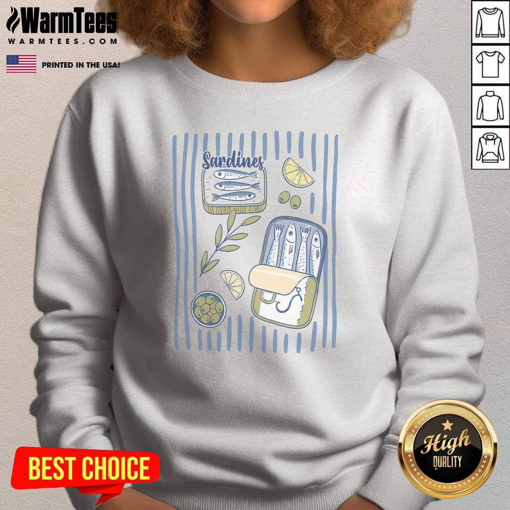 sardines-tin-coastal-mediterranean-seafood-sweatshirt Sardines Tin Coastal Mediterranean Seafood sweatshirt featuring a vibrant seafood graphic