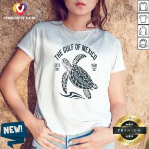 Funny Sea Turtle The Gulf Of Mexico Estd 1550 V Neck Shirt in v neck optimized style, comfortable short sleeve casual wear