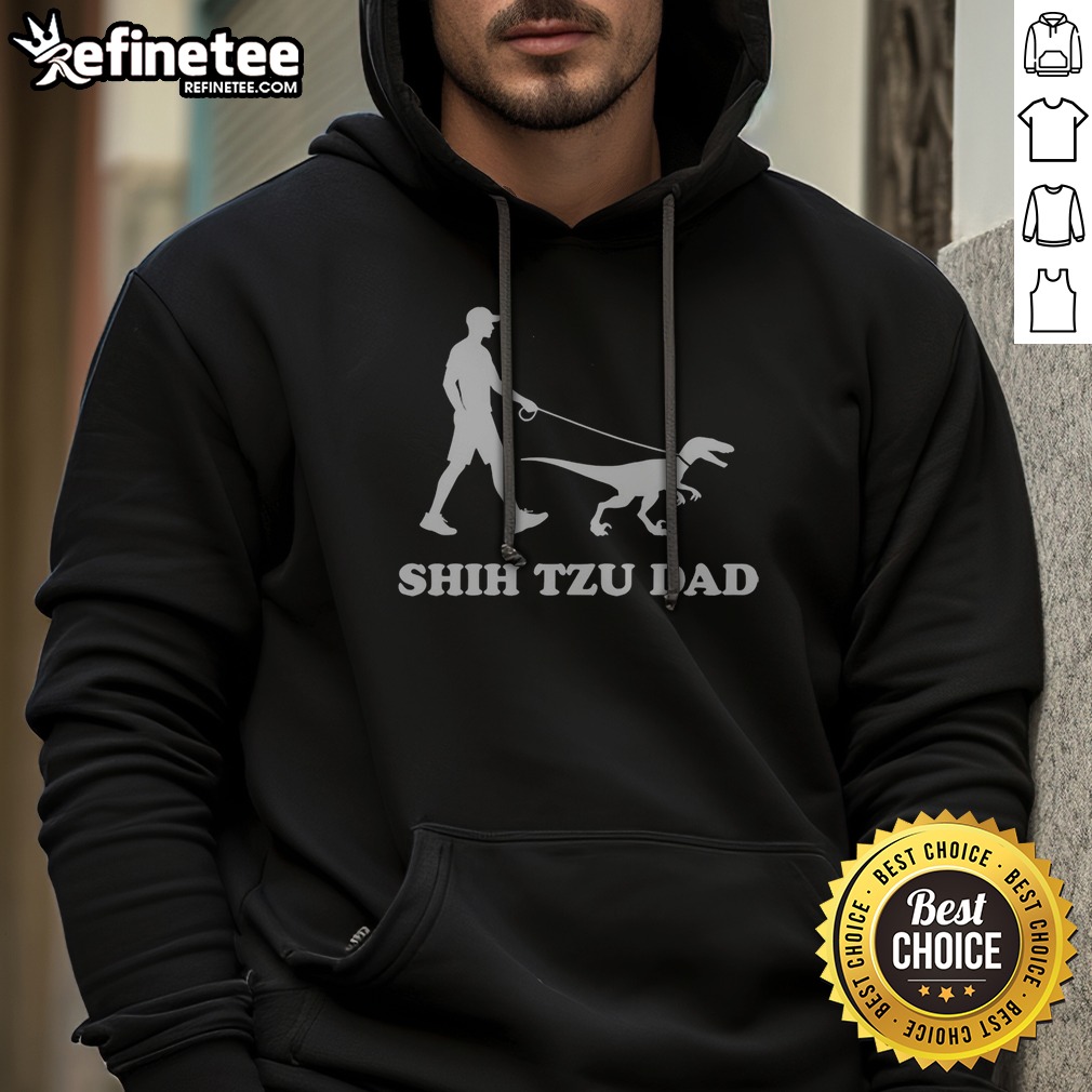 shih-tzu-dad-man-walking-velociraptor-dinosaur-on-leash-humor-silhouette-hoodie Shih Tzu Dad Man Walking Velociraptor Dinosaur On Leash Humor Silhouette Hoodie