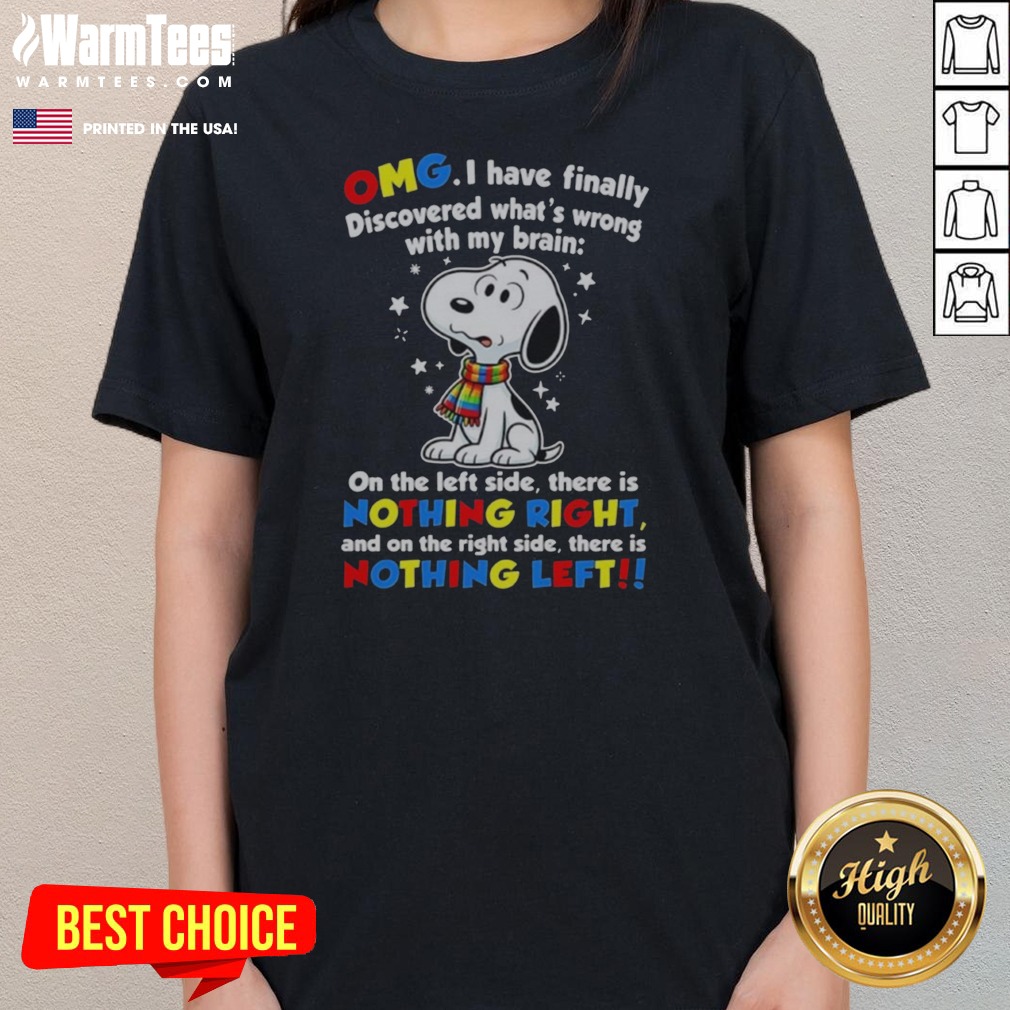 snoopy-peanuts-omg-i-have-finally-discovered-what-is-wrong-with-my-brain-ladies-tee Snoopy Peanuts OMG I Have Finally Discovered What Is Wrong With My Brain ladies tee in a vibrant color