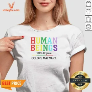 Top Human Beings 100 Percent Organic Colors May Vary V Neck Shirt v neck optimized showing soft organic fabric and comfortable fit