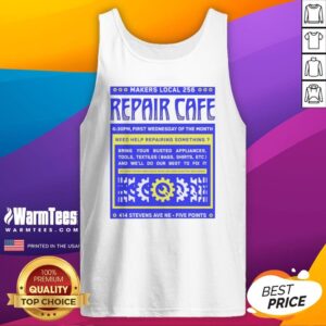 Nice Makers Local 256 Repair Cafe Gear Wrench Need Help Repairing Something tank top featuring a unique design