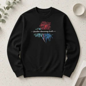 Pretty Freedom Democracy Truth FDT Anti Trump Firework 250th Anniversary USA July 4th Long Sleeve Shirt in white, front view