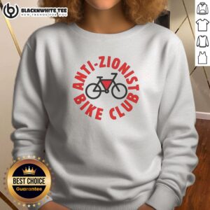 Original Anti Zionist Bike Club Sweashirt featuring bold text on a comfortable crewneck sweatshirt