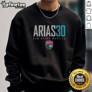 Official San Diego Wave FC Arias 30 sweatshirt featuring team logo and player number.