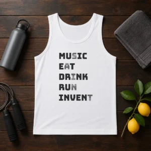 Good Music Eat Drink Run Invent Tank Top